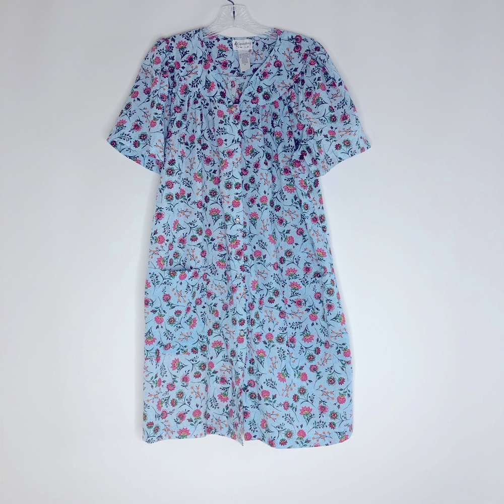 VTG Copacabana Floral Granny Button Up Nightgown with Pockets Women’s Size M